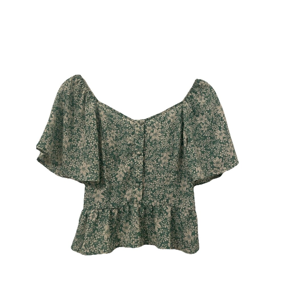 Sienna Sky Womens Medium boho Smocked Floral Feminine Crop Blouse Easter Spring